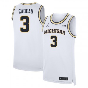 Elliot Cadeau #3 White Men's Basketball Jersey | Official Michigan Wolverines College Authentic Edition 802Uq3A8
