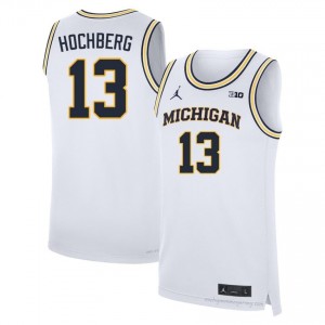 Harrison Hochberg #13 White Michigan Basketball Embroidery Jersey | Men's NCAA Player Replica 32up1d76