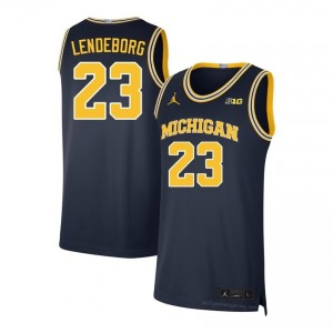Michigan Wolverines Yaxel Lendeborg #23 Men's Basketball Jersey | Navy Stitch College Gear 471881iQ
