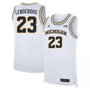 Yaxel Lendeborg #23 White Michigan Basketball Embroidery Jersey | Men's NCAA Player Replica 303S4c4O