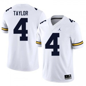 Chase Taylor #4 White Michigan Wolverines Football Embroidery Jersey | Men's NCAA Player Replica 67000762