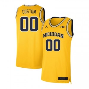 Custom Michigan Wolverines #00 Maize Men's Basketball College Stitched Jersey | Fast Shipping 126Q4M22