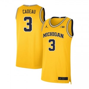 #3 Elliot Cadeau Maize Premium Michigan Men's Jersey | Big Ten NCAA Hoops Excellence & Stitched 68s4oWxG