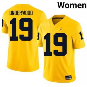 U-M Bryce Underwood #19 Women's Football Jersey | Maize Stitch NCAA Gear DK52W318