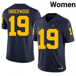 Bryce Underwood UM Wolverines #19 Navy Women's Football University Stitched Jersey | Fast Shipping 16TBJ831