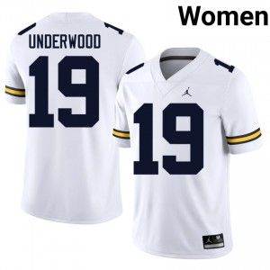 Bryce Underwood #19 White Michigan Football Embroidery Jersey | Women's NCAA Player Replica LT2K2238