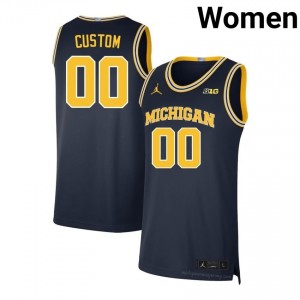 Navy Michigan Custom #00 Basketball Stitch Jersey | Women's NCAA Hoops Apparel 35116uYR