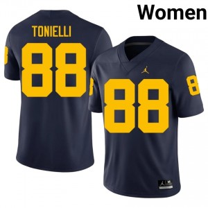 Deakon Tonielli U-M #88 Navy Women's Football NCAA Embroidery Jersey | Fast Shipping 44his035
