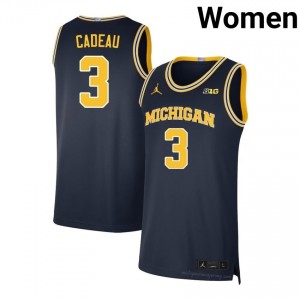 Wolverines Elliot Cadeau #3 Women's Basketball Jersey | Navy Stitch Player Gear 1442oTyE