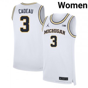 Elliot Cadeau #3 White UM Wolverines Basketball Embroidery Jersey | Women's NCAA Player Replica 5484lg20