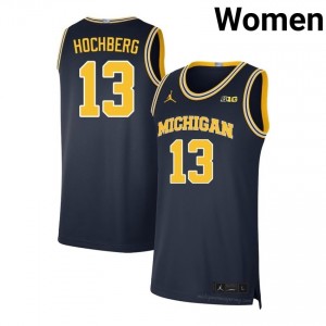 Navy UM Wolverines Harrison Hochberg #13 Basketball Stitch Jersey | Women's University Hoops Apparel 4850k75e