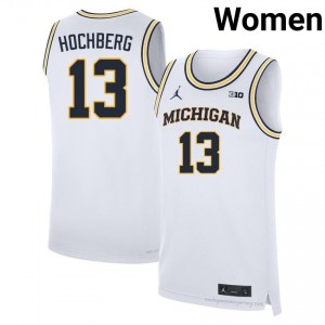 Harrison Hochberg #13 White Women's Basketball Jersey | Official Michigan Wolverines College Authentic Edition 64K2Vowu
