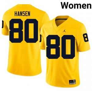 Maize Michigan Wolverines Hogan Hansen #80 Football Stitched Jersey | Women's College Football Apparel 73JN2457