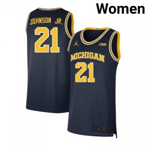 Navy UM Wolverines Morez Johnson Jr. #21 Basketball Stitch Jersey | Women's University Hoops Apparel 57CMXEFm