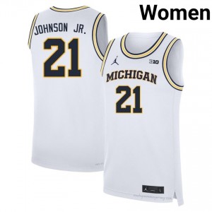 Morez Johnson Jr. #21 White Women's Basketball Jersey | Official Michigan Wolverines College Authentic Edition 146aK1TK