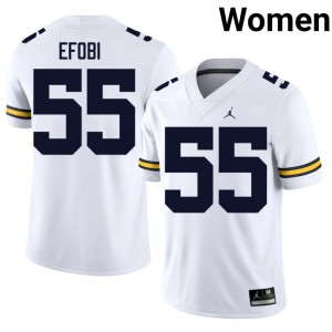Nathan Efobi #55 White Michigan Football Embroidery Jersey | Women's NCAA Player Replica 6JAH7343