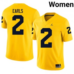 Maize Michigan Wolverines Shamari Earls #2 Football Stitch Jersey | Women's College Football Apparel ON27Ul82