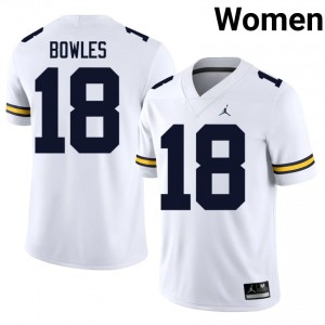 Troy Bowles #18 White Women's Football Jersey | Official U-M NCAA Authentic Edition yhERj411