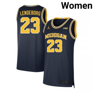 Navy UM Wolverines Yaxel Lendeborg #23 Basketball Stitch Jersey | Women's University Hoops Apparel 33b0b617