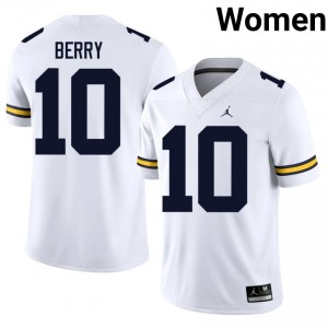 Zeke Berry #10 White Women's Football Jersey | Official UM Wolverines University Authentic Edition 52bb5U95