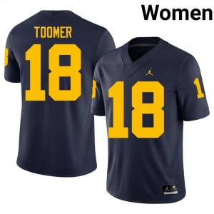 #18 Amani Toomer Navy Premium Michigan Wolverines Women's Jersey | Big Ten College Football Excellence & Embroidery f4V22066