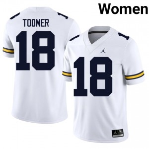 Amani Toomer #18 White Women's Football Jersey | Official UM Wolverines University Authentic Edition 38X51E99