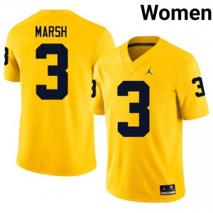 UM Wolverines Andrew Marsh #3 Women's Football Jersey | Maize Stitched University Gear I84j3a99