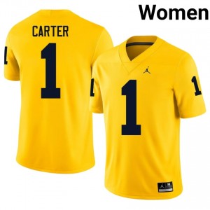 Maize Michigan Wolverines Anthony Carter #1 Football Embroidery Jersey | Women's College Football Apparel 646JVB60
