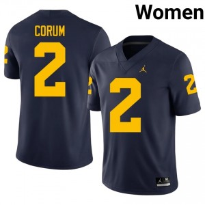Blake Corum U-M #2 Navy Women's Football NCAA Stitch Jersey | Fast Shipping 427uo310