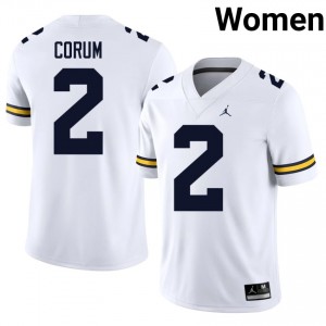 Blake Corum #2 White Michigan Wolverines Football Stitched Jersey | Women's NCAA Player Replica 178ddE17