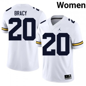Chris Bracy #20 White Women's Football Jersey | Official UM Wolverines University Authentic Edition JPTQk256