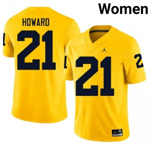 Maize Michigan Desmond Howard #21 Football Stitch Jersey | Women's Player Football Apparel 4634P761