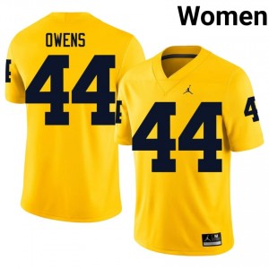 UM Wolverines Eli Owens #44 Women's Football Jersey | Maize Stitch University Gear 42JARc72