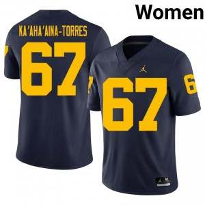 Houston Ka'aha'aina-Torres UM Wolverines #67 Navy Women's Football University Stitch Jersey | Fast Shipping B6Y2Il88