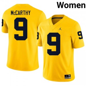 Maize Wolverines J.J. McCarthy #9 Football Stitched Jersey | Women's Player Football Apparel 86DJ8l12
