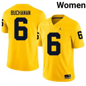 UM Wolverines JJ Buchanan #6 Women's Football Jersey | Maize Stitched University Gear saVUoX68