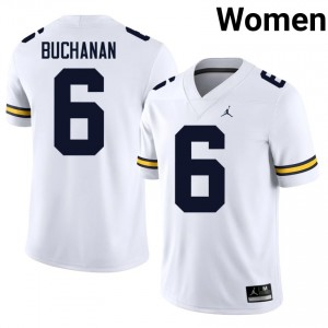 JJ Buchanan #6 White Michigan Wolverines Football Embroidery Jersey | Women's NCAA Player Replica 0b180516