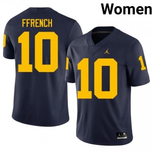 Jaime Ffrench UM Wolverines #10 Navy Women's Football University Stitched Jersey | Fast Shipping 7bd4n291