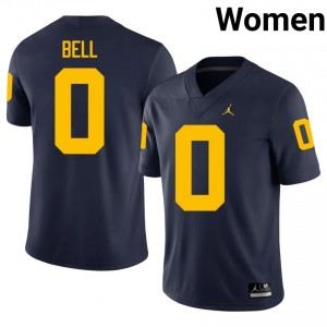 Kendrick Bell UM Wolverines #0 Navy Women's Football University Embroidery Jersey | Fast Shipping ft646i89