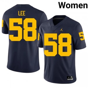 Malakai Lee UM Wolverines #58 Navy Women's Football University Embroidery Jersey | Fast Shipping 7C6t5576