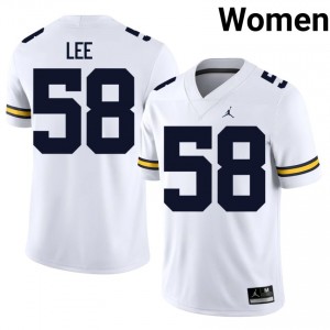 Malakai Lee #58 White Wolverines Football Stitch Jersey | Women's NCAA Player Replica 8745B827