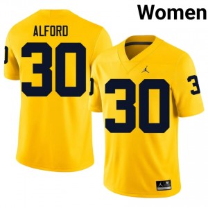 Maize Wolverines Max Alford #30 Football Embroidery Jersey | Women's Player Football Apparel I12lD879