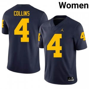 #4 Nico Collins Navy Premium Wolverines Women's Jersey | Big Ten Player Football Excellence & Embroidery 2FYh3d94
