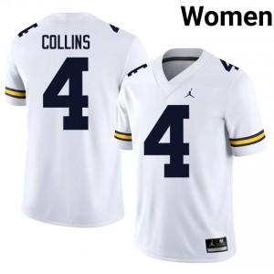 Nico Collins #4 White Women's Football Jersey | Official Michigan NCAA Authentic Edition 32f00R47