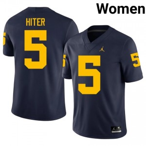 #5 Savion Hiter Navy Premium Wolverines Women's Jersey | Big Ten Player Football Excellence & Embroidery 3bv04412