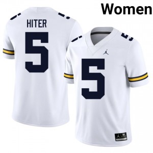 Savion Hiter #5 White Women's Football Jersey | Official Michigan NCAA Authentic Edition 01oB4631