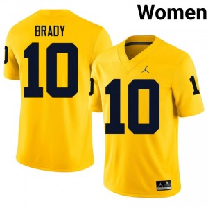 U-M Tom Brady #10 Women's Football Jersey | Maize Embroidery NCAA Gear Up74XD31