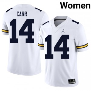 Tommy Carr #14 White Michigan Wolverines Football Stitched Jersey | Women's NCAA Player Replica N5PU8845