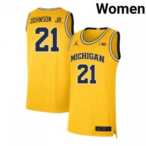 #21 Morez Johnson Jr. Maize Premium Michigan Women's Jersey | Big Ten NCAA Hoops Excellence & Stitched 72Q384Gu