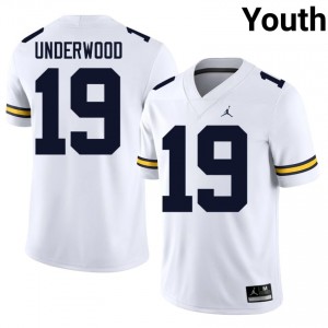 Bryce Underwood #19 White Youth Football Jersey | Official Michigan NCAA Authentic Edition 0M37hf35